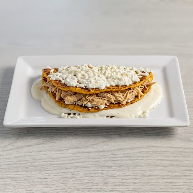 Cachapa de Pollo (Shredded Chicken Corn Pancake).